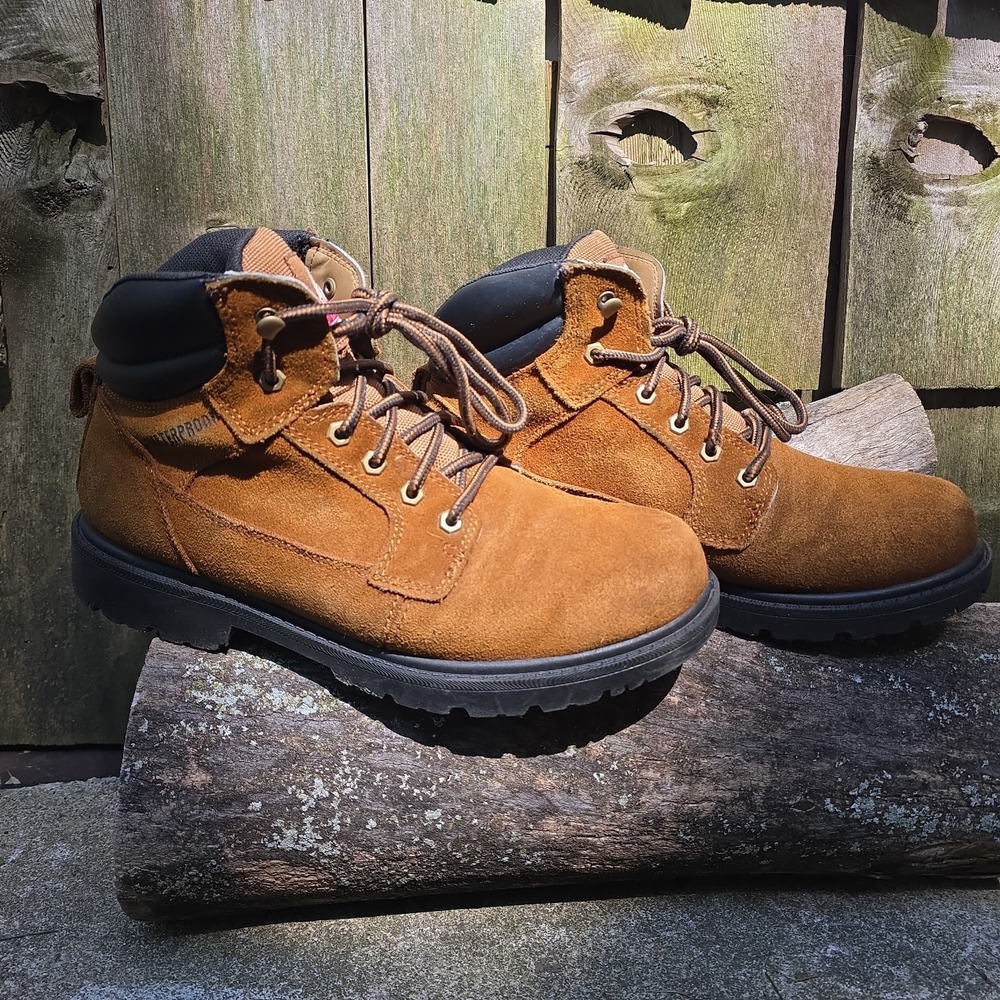 Brahma Work Boots Waterproof Brown Suede Leather Men's Size US 10.5 W VGC Soft